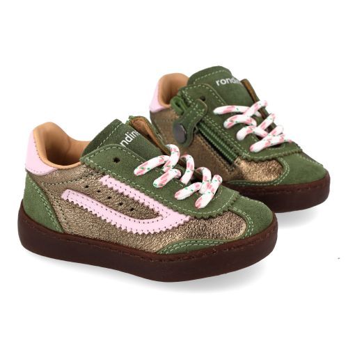 Rondinella sneakers kaki Meisjes (kaki roze - combi suéde sneaker - 4831-M) - Junior Steps