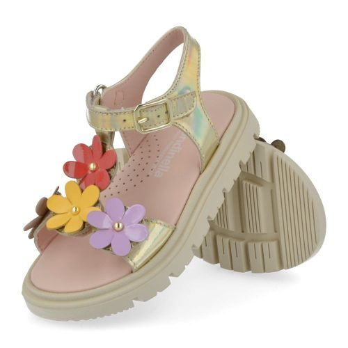 Rondinella sandalen GOUD Meisjes (sandaal goud met bloemen - 01115-1B) - Junior Steps