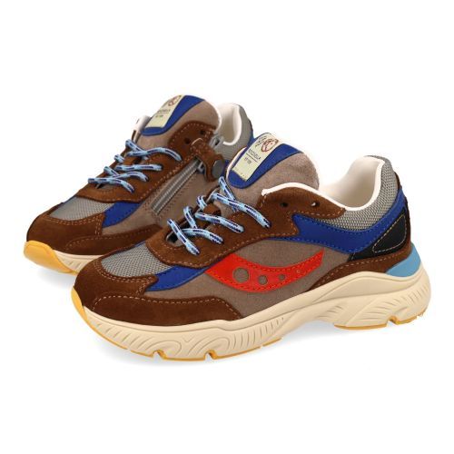 Rondinella sneakers taupe  (taupe combi sneaker met blauw accent - 12277) - Junior Steps