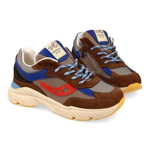 Rondinella sneakers taupe  (taupe combi sneaker met blauw accent - 12277) - Junior Steps