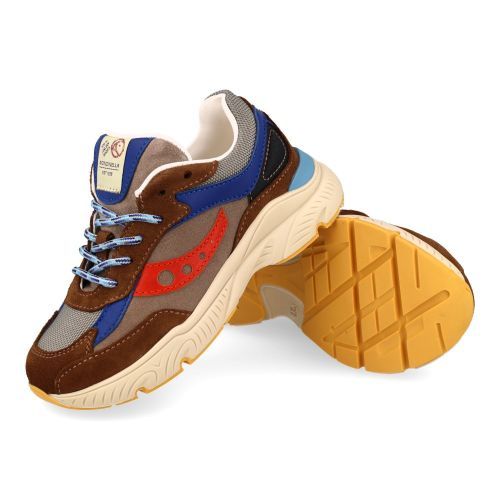Rondinella sneakers taupe  (taupe combi sneaker met blauw accent - 12277) - Junior Steps