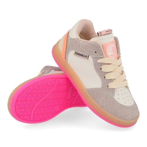 Rondinella sneakers wit Meisjes ( - witte glitter sneaker met roze12266C) - Junior Steps