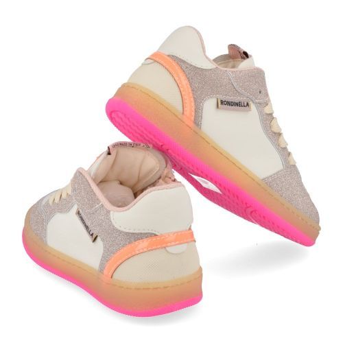 Rondinella sneakers wit Meisjes ( - witte glitter sneaker met roze12266C) - Junior Steps