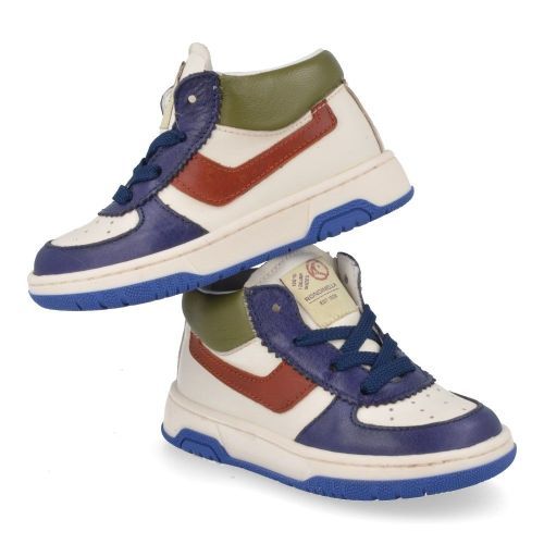 Rondinella sneakers blauw Jongens (witte sneaker met blauw groen accent - 4823D) - Junior Steps