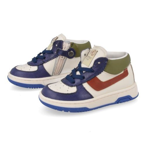 Rondinella sneakers blauw Jongens (witte sneaker met blauw groen accent - 4823D) - Junior Steps