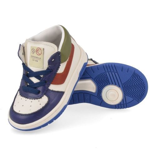 Rondinella sneakers blauw Jongens (witte sneaker met blauw groen accent - 4823D) - Junior Steps