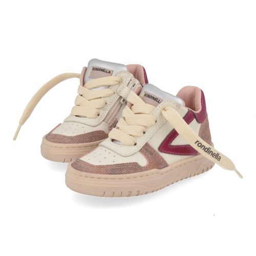 Rondinella sneakers bordeaux Meisjes (Witte sneaker met bordeaux accent - 4770AP) - Junior Steps