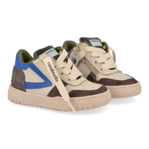 Rondinella sneakers bruin Jongens (witte sneaker met buin/blauw accent - 4770AS) - Junior Steps