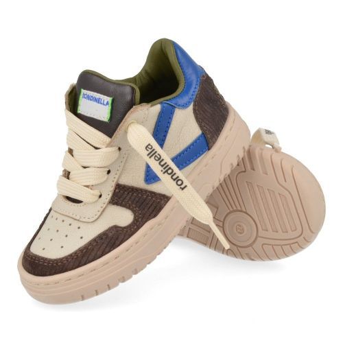 Rondinella sneakers bruin Jongens (witte sneaker met buin/blauw accent - 4770AS) - Junior Steps