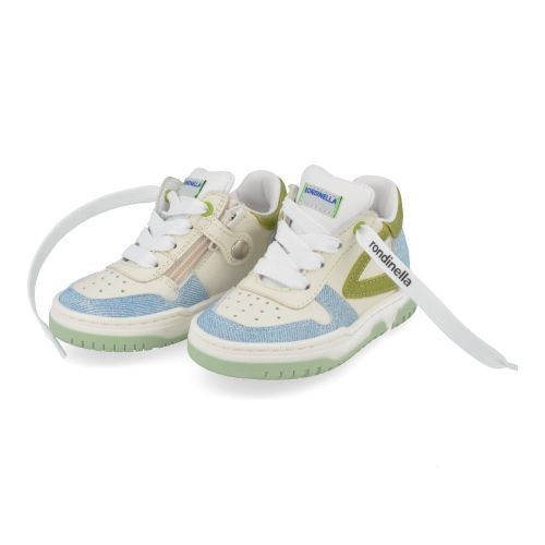 Rondinella sneakers wit Jongens ( - witte sneaker met groen4770AG) - Junior Steps