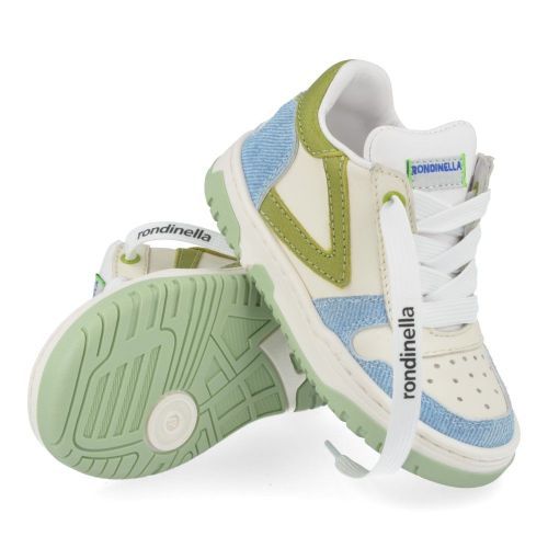 Rondinella sneakers wit Jongens ( - witte sneaker met groen4770AG) - Junior Steps