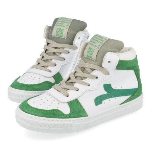 Rondinella sneakers groen Jongens ( - witte sneaker met groen11993AB) - Junior Steps