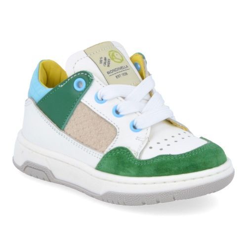 Rondinella sneakers groen Jongens (witte sneaker met groen - 4836B) - Junior Steps