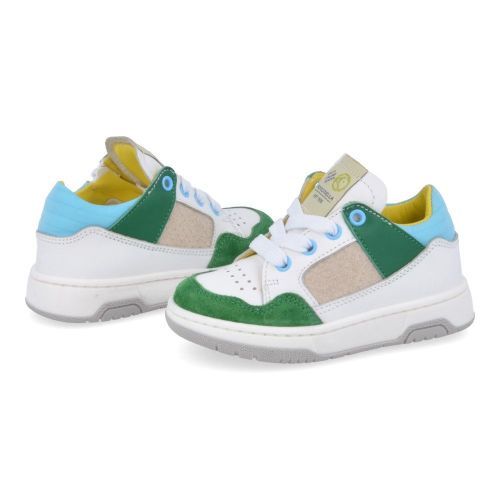 Rondinella sneakers groen Jongens (witte sneaker met groen - 4836B) - Junior Steps