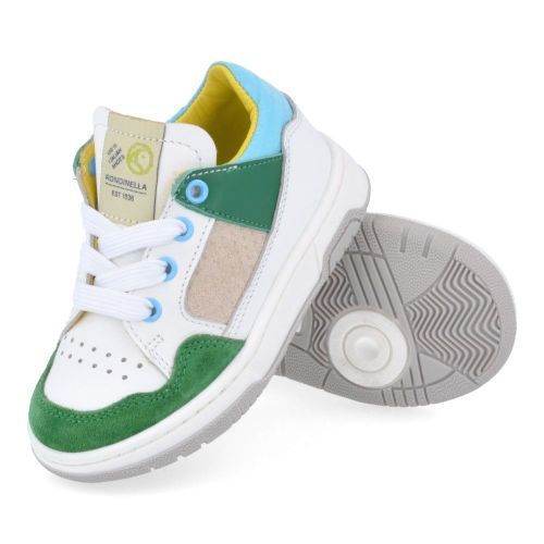 Rondinella sneakers groen Jongens (witte sneaker met groen - 4836B) - Junior Steps