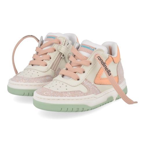 Rondinella sneakers wit Meisjes ( - witte sneaker met roze4770AE) - Junior Steps