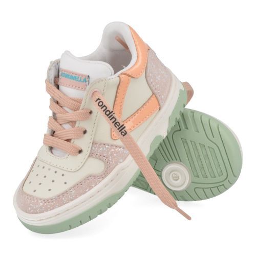 Rondinella sneakers wit Meisjes ( - witte sneaker met roze4770AE) - Junior Steps