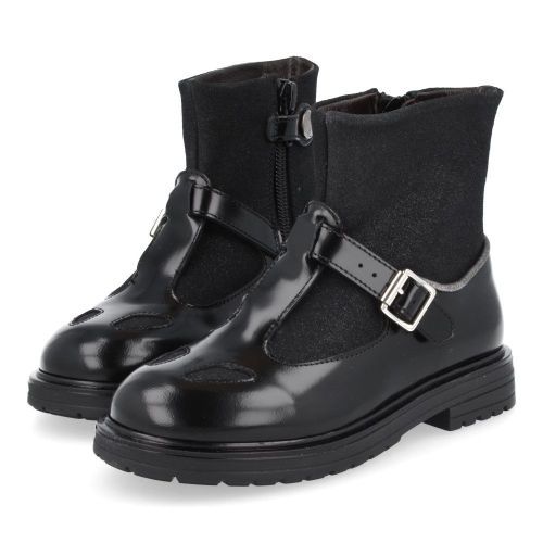 Rondinella laarzen kort Zwart Meisjes (Zwarte korte laars  - 12293F) - Junior Steps