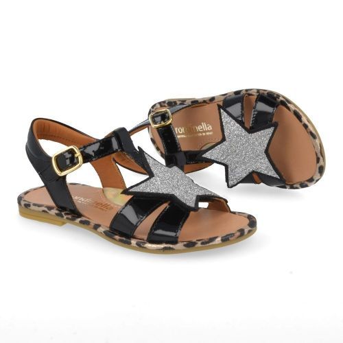 Rondinella sandalen Zwart Meisjes ( - zwarte sandaal met glitter ster01011A) - Junior Steps