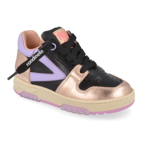 Rondinella sneakers Zwart Meisjes ( - zwarte sneaker met paars12075R) - Junior Steps