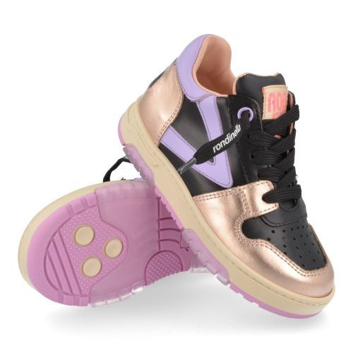 Rondinella sneakers Zwart Meisjes ( - zwarte sneaker met paars12075R) - Junior Steps