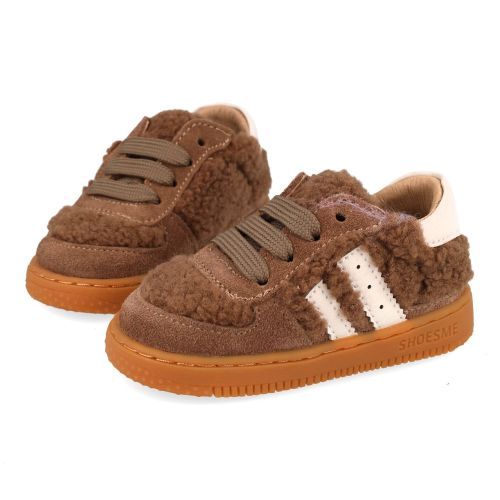 Shoesme babyschoenen taupe  (préstapper taupe suède met pels accent - BN25W031-A) - Junior Steps