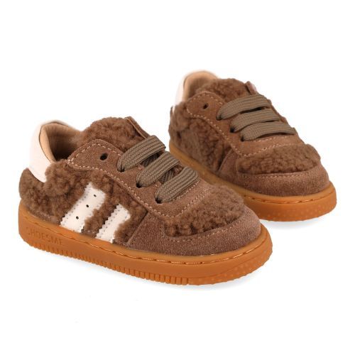 Shoesme babyschoenen taupe  (préstapper taupe suède met pels accent - BN25W031-A) - Junior Steps