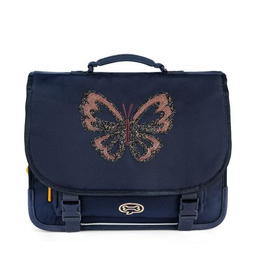 Stones and bones boekentas blauw Meisjes (boekentas cedar - Glitter butterfly navy - cedar 19316) - Junior Steps
