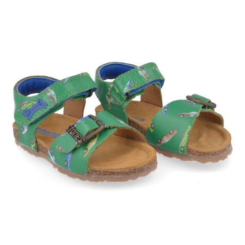 Stones and bones sandalen groen Jongens ( - lenot groen sandaaltje met autoprintlenot) - Junior Steps