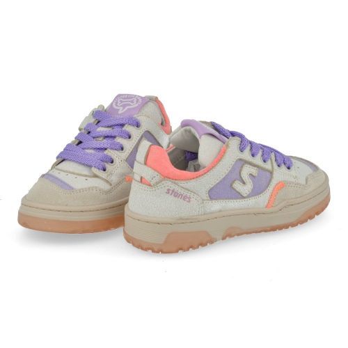 Stones and bones sneakers ecru Meisjes (meisjessneaker ecru met paars  - macan 5446) - Junior Steps