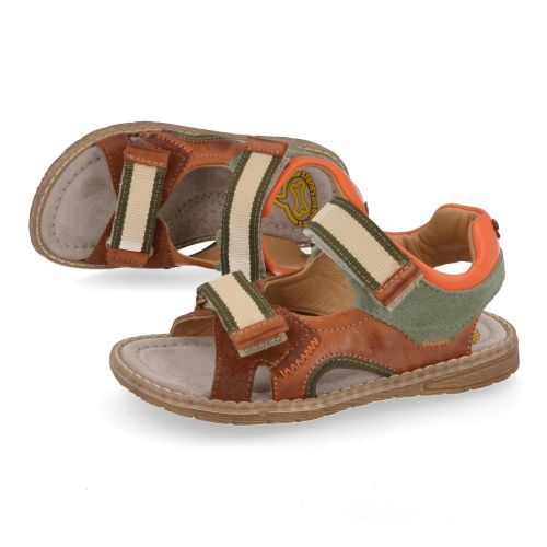 Stones and bones sandalen cognac Jongens ( - rolet cognac sandaal met groenrolet) - Junior Steps