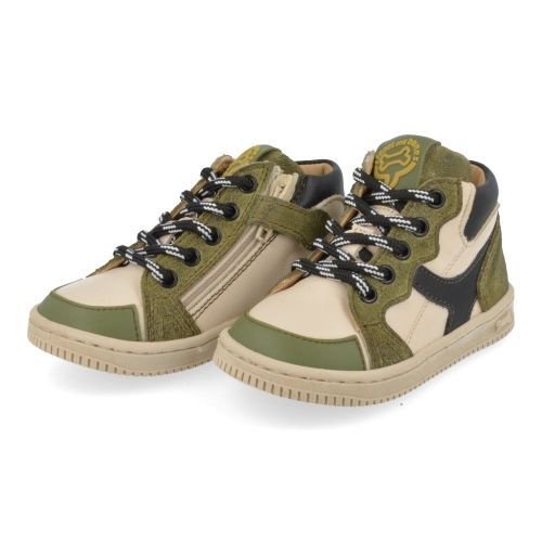 Stones and bones sneakers ecru Jongens (sneakers beige kaki leder - nadi 5405) - Junior Steps