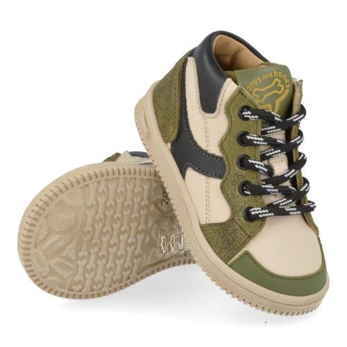 Stones and bones sneakers ecru Jongens (sneakers beige kaki leder - nadi 5405) - Junior Steps