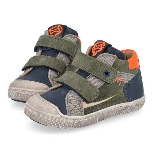 Stones and bones sneakers blauw Jongens (sneakers blauw kaki leder - lock 5288) - Junior Steps