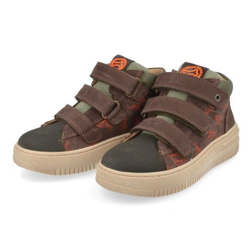 Stones and bones sneakers bruin Jongens (sneakers bruin leder met velcrosluiting - moral 5407) - Junior Steps