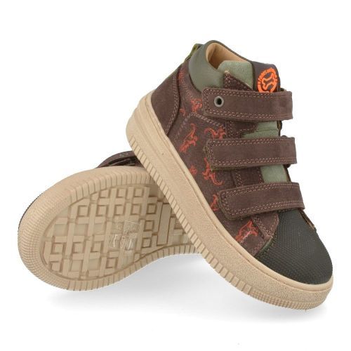 Stones and bones sneakers bruin Jongens (sneakers bruin leder met velcrosluiting - moral 5407) - Junior Steps