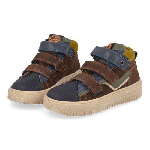 Stones and bones sneakers bruin Jongens (sneakers bruin leder met velcrosluiting - munch 5273) - Junior Steps