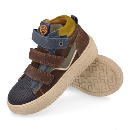 Stones and bones sneakers bruin Jongens (sneakers bruin leder met velcrosluiting - munch 5273) - Junior Steps