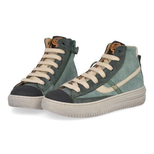 Stones and bones sneakers kaki Jongens (sneakers groen leder met bescherm top - mistra 5303) - Junior Steps