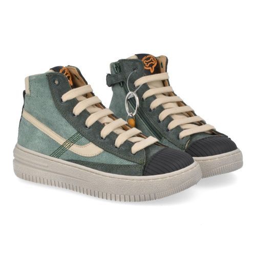 Stones and bones sneakers kaki Jongens (sneakers groen leder met bescherm top - mistra 5303) - Junior Steps