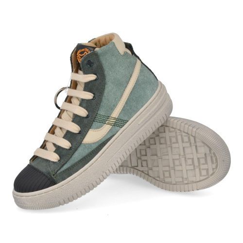 Stones and bones sneakers kaki Jongens (sneakers groen leder met bescherm top - mistra 5303) - Junior Steps