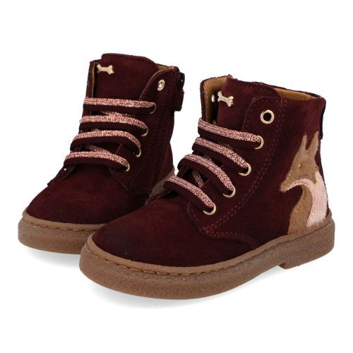 Stones and bones veterboot bordeaux Meisjes (veterboots meisjes bordeaux suéde - Plan 5524) - Junior Steps