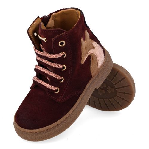 Stones and bones veterboot bordeaux Meisjes (veterboots meisjes bordeaux suéde - Plan 5524) - Junior Steps