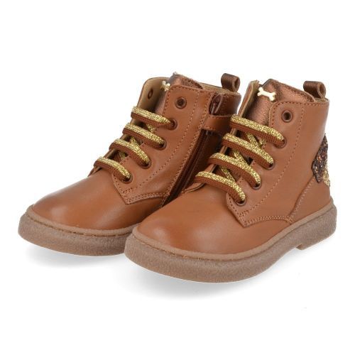 Stones and bones veterboot cognac Meisjes (veterboots meisjes cognac leder - pixy 5294) - Junior Steps