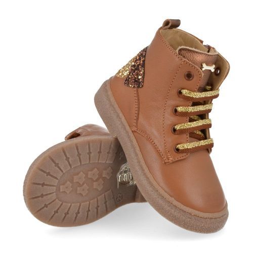 Stones and bones veterboot cognac Meisjes (veterboots meisjes cognac leder - pixy 5294) - Junior Steps