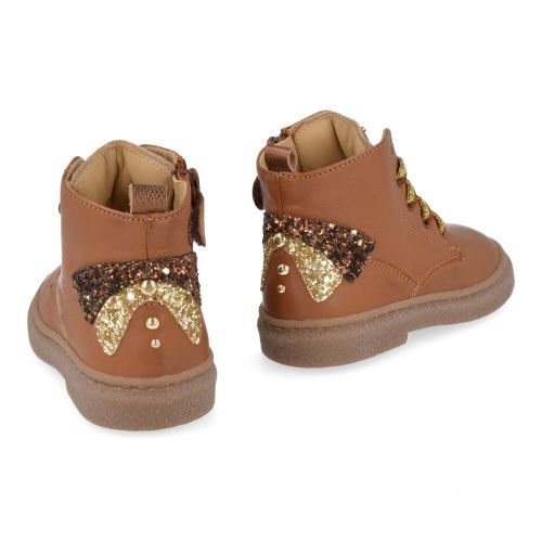 Stones and bones veterboot cognac Meisjes (veterboots meisjes cognac leder - pixy 5294) - Junior Steps