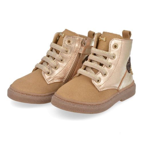Stones and bones veterboot beige Meisjes (veterboots meisjes goud metallic leder - pixy 5294) - Junior Steps