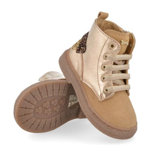 Stones and bones veterboot beige Meisjes (veterboots meisjes goud metallic leder - pixy 5294) - Junior Steps