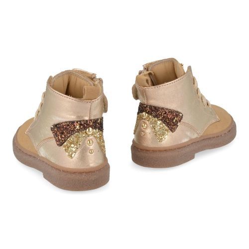 Stones and bones veterboot beige Meisjes (veterboots meisjes goud metallic leder - pixy 5294) - Junior Steps