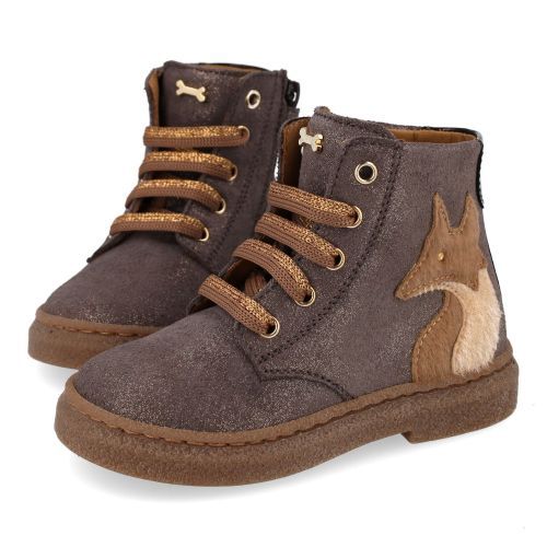 Stones and bones veterboot taupe Meisjes (veterboots meisjes platina metallic suéd - Plan 5524) - Junior Steps
